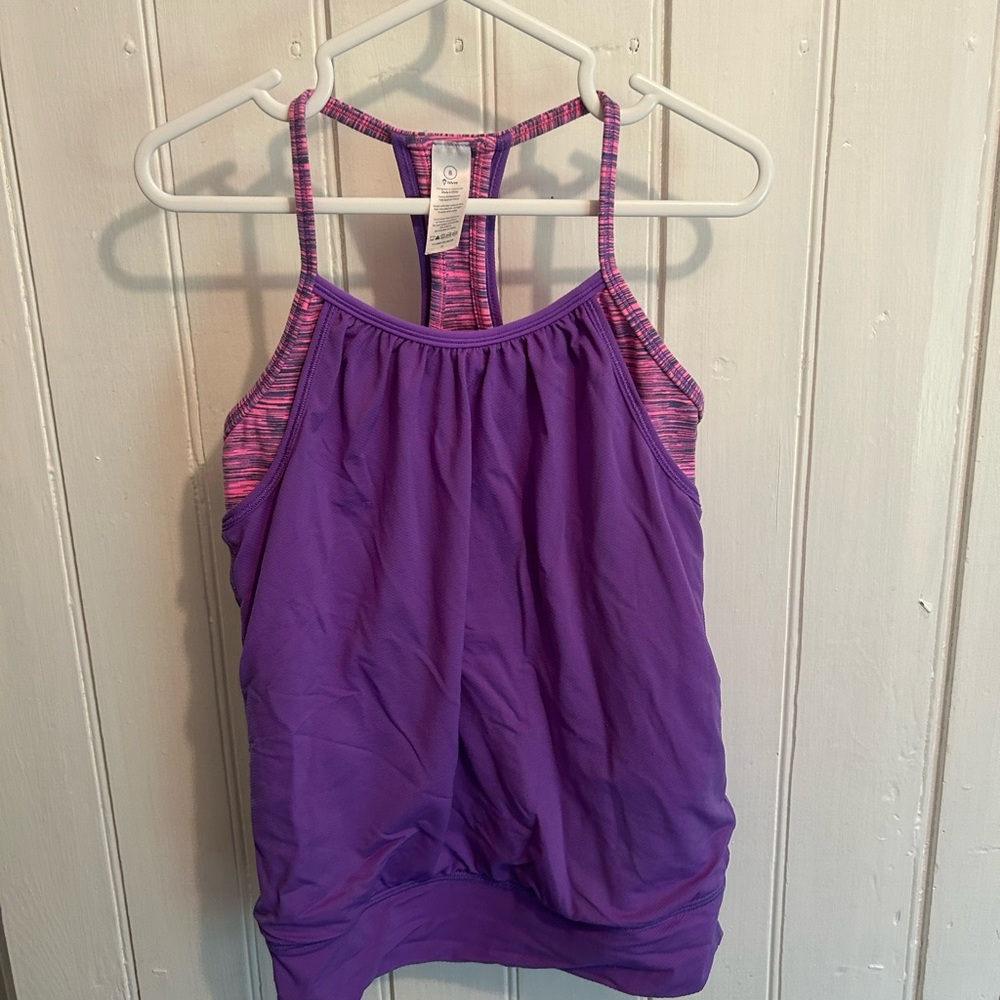 Ivivva girls 8 Purple and Pink Strappy athletic halter back Tank top